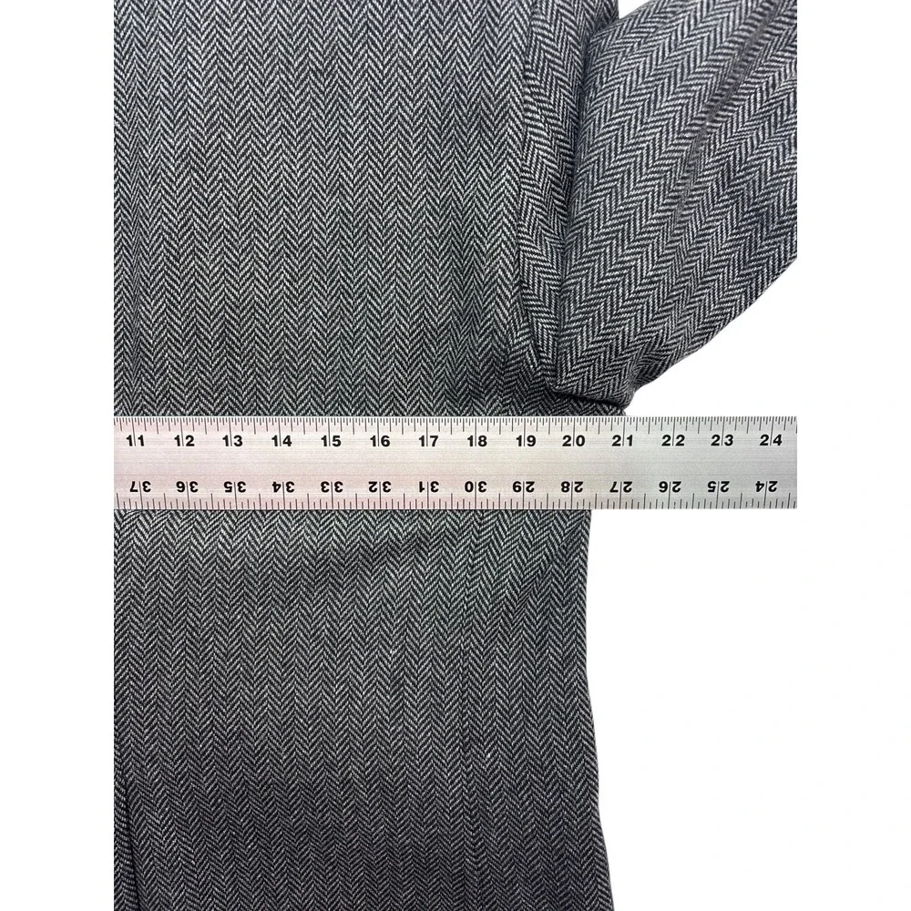 Adolfo 40S Gray Black Herringbone Tweed Lambswool Blazer Jacket Sport Suit Coat